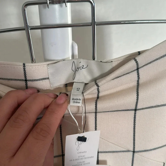 Joie "Othelia Asymmetrical Grid Print Midi Skirt (NWT) - Picture 4 of 6